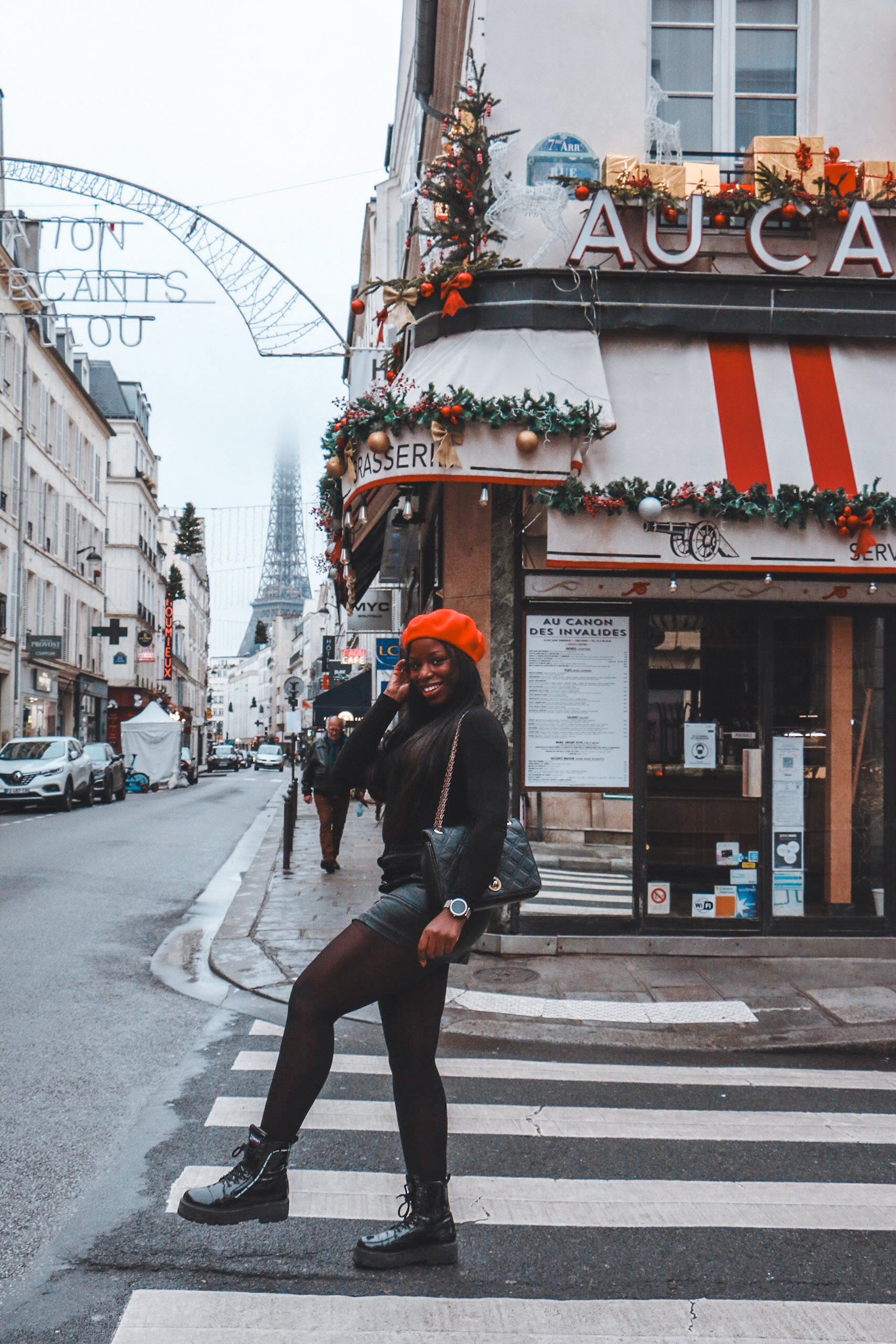 Cafés and pastel buildings on Rue Saint-Dominique – Instagrammable street in Paris