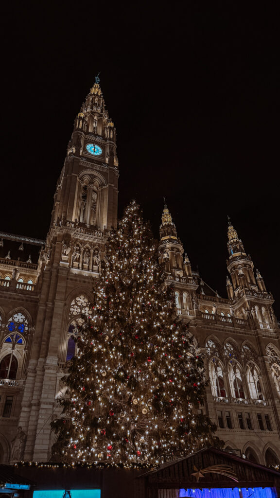 Rathausplatz illuminated at night, a top Christmas spot in Vienna