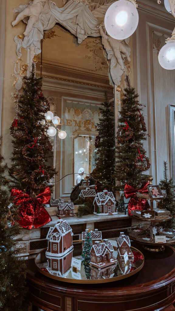 Traditional interior of Demel Café in Vienna during the Christmas season
